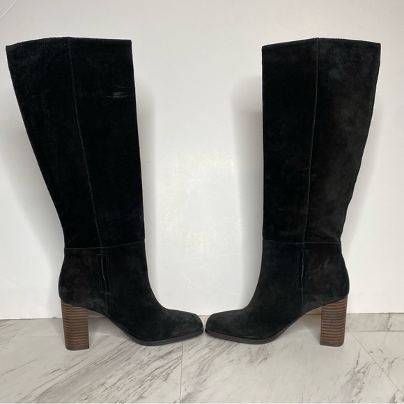Sam Edelman Olly Black Suede Square Toe Tall Boot 8 1/2 - Picture 6 of 15